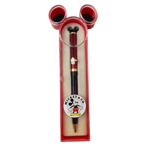 Vintage Mickey Mouse Red And Black Lacquer Pen by Colibi